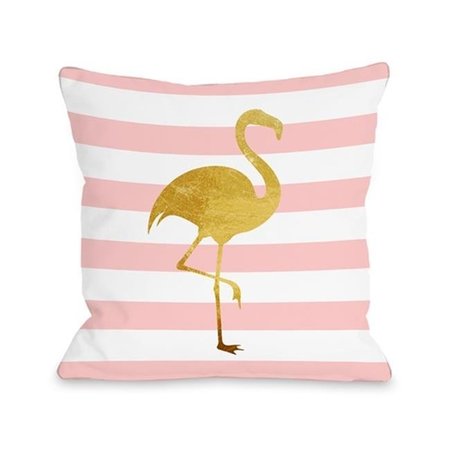 ONE BELLA CASA One Bella Casa 74995PL18 Tropical Stripes Flamingo Pillow; 18 x 18 in. 74995PL18